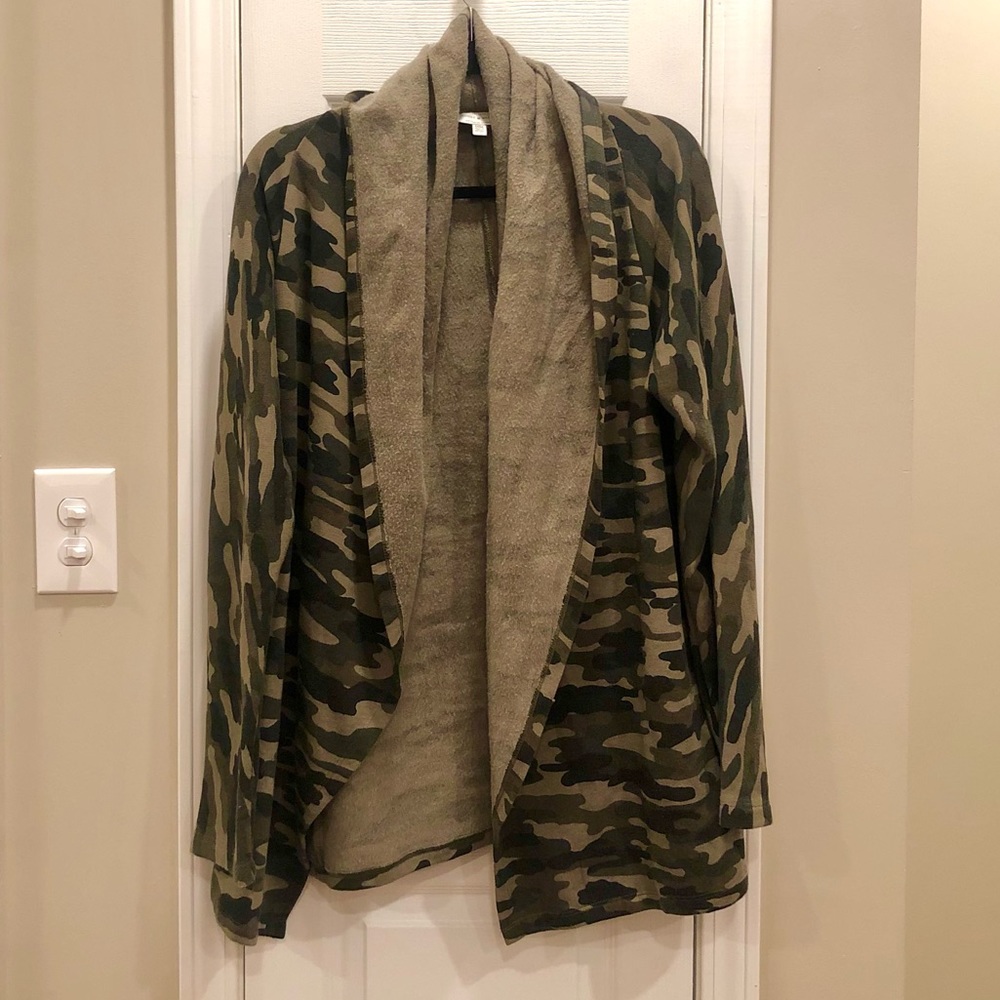 Lucky Brand Hooded Camo Cardigan